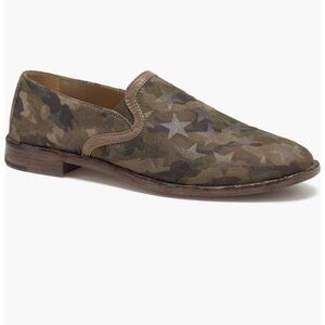 NWOB Women’s Trask 'Ali' Flats Olive Star Print Suede Shoes Size 7.5M